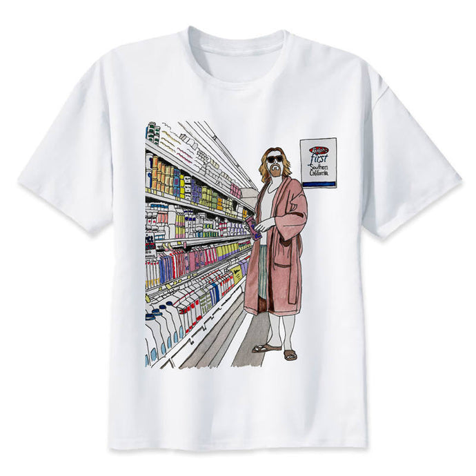 the big lebowski dude t shirt men cartoon 2017 cool funny white tshirt print T-shirt men Tees