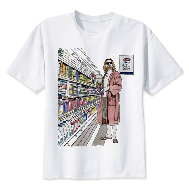 the big lebowski dude t shirt men cartoon 2017 cool funny white tshirt print T-shirt men Tees