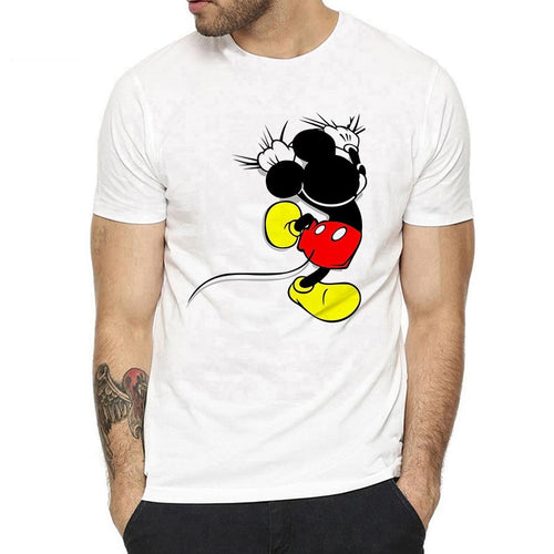 Mickey Men Aesthetic T Shirts Print Cotton Harajuku Streetwear Short Sleeve Funny Mouse T-shirt Top Tee Clothes Men Shirt
