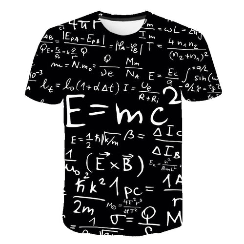 Funny Physics Formula Math T shirt 3D Print O-neck Men's T-shirts 3D Loose Brand Streetwear Geek Tee shirts Men